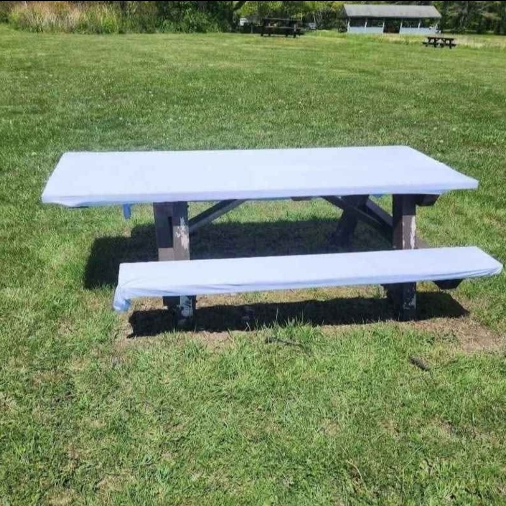 White 6ft Picnic Table And Bench Covers For Events, Weddings, Reunions
